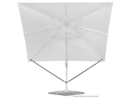 Schneider Windsicherung als Zubehör für Ampelschirme – Verbindung zwischen Bespannung und Mast wird veranschaulicht. Reduziert Bewegung bei Wind und erhöht die Stabilität insbesondere bei geneigtem Schirmdach.